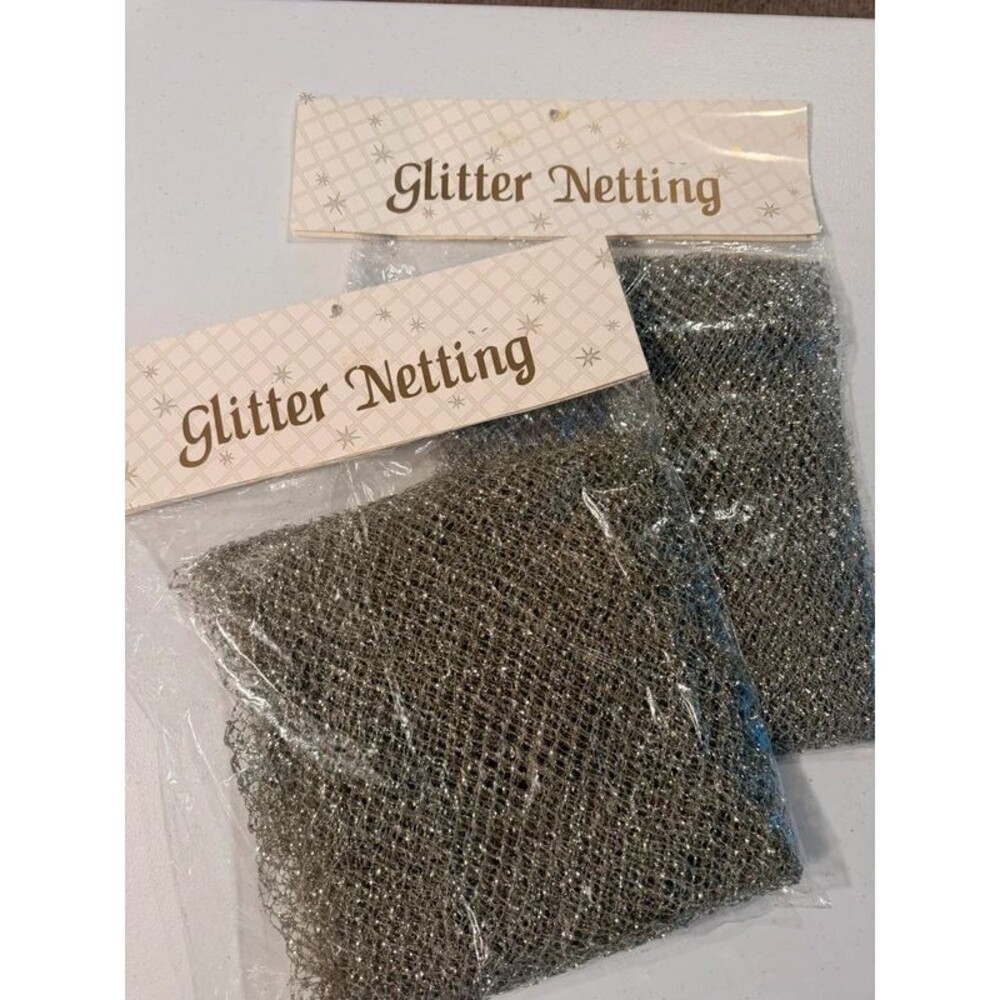 Glitter Silver Netting- Lot of 2 Packs- Craft/ Displays/ Decor- NWT
